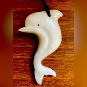 Carved Bone Dolphin Necklace (Child Size) on Cord